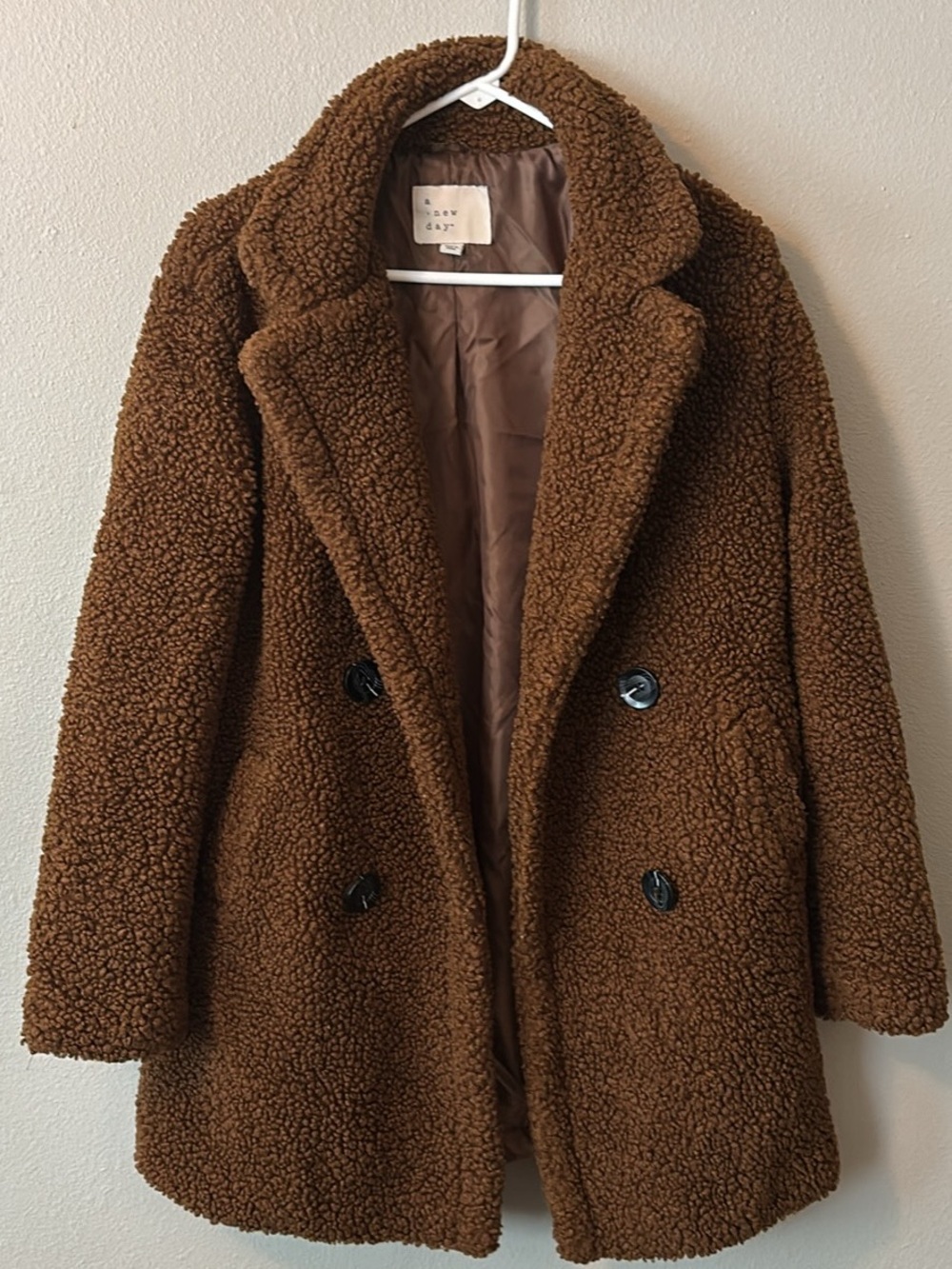 a new day Brown Teddy Peacoat Jacket
